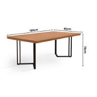 Mesa Michigan 180cm Estilo Industrial Com Pés De Madeira Castanho Base Preta - 3