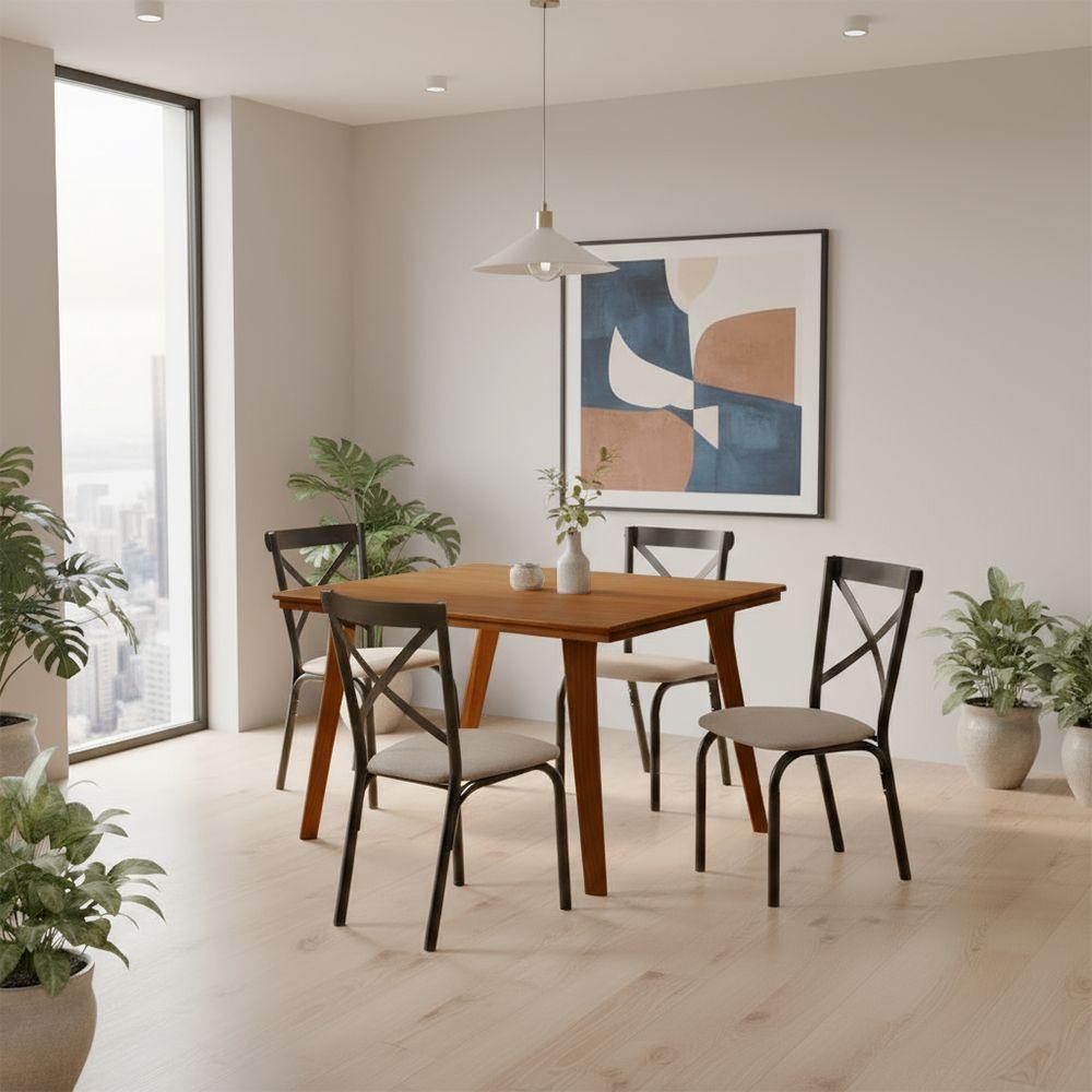 Mesa De Jantar Em Madeira Maciça Millena 80x80 Robusta Castanho - 1