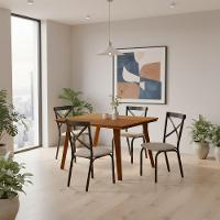 Mesa De Jantar Em Madeira Maciça Millena 80x80 Robusta Castanho - 1