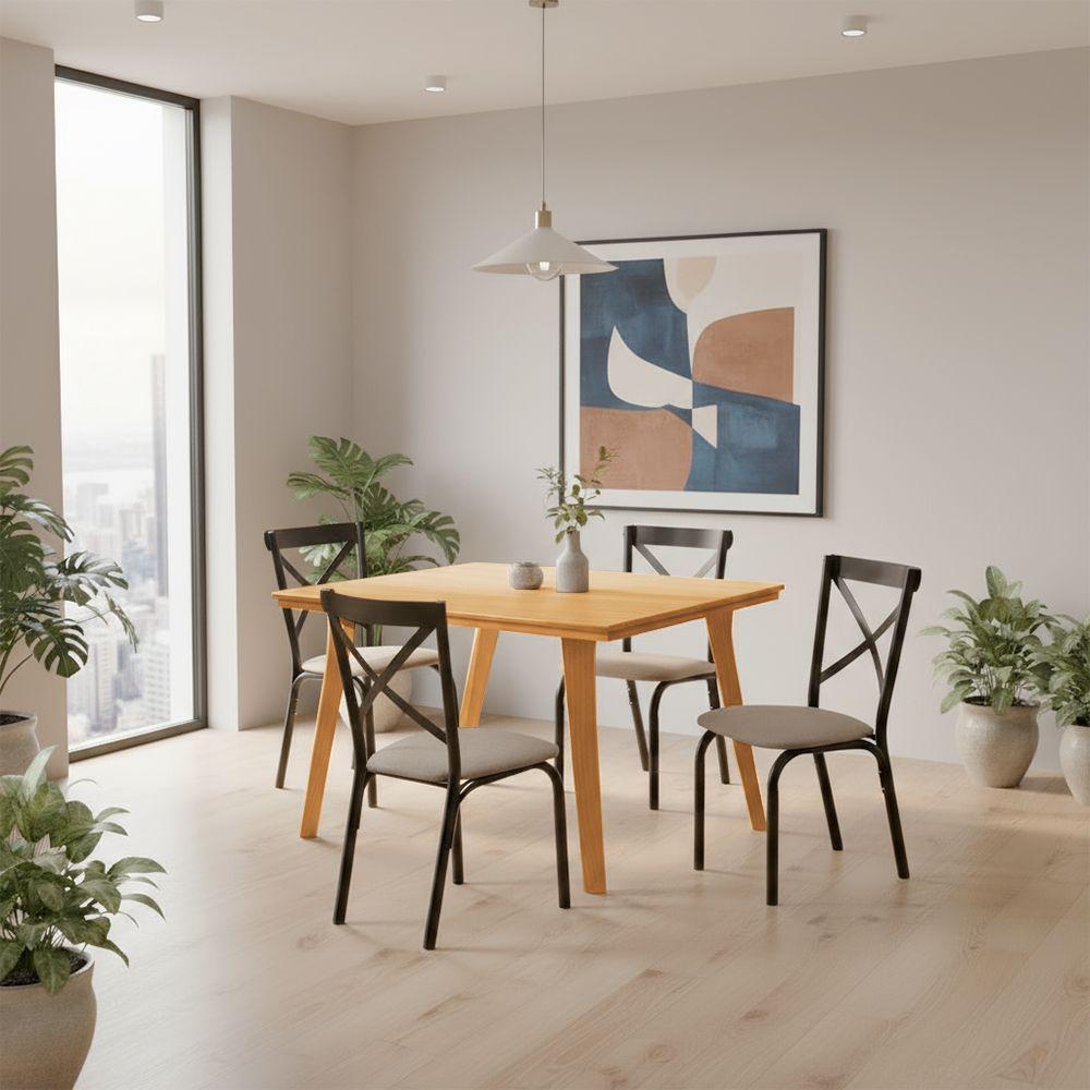 Mesa De Jantar Millena 80x80 Em Madeira Maciça Estilo Contemporâneo Imbuia - 1