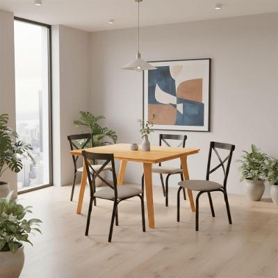 Mesa De Jantar Millena 80x80 Em Madeira Maciça Estilo Contemporâneo Imbuia