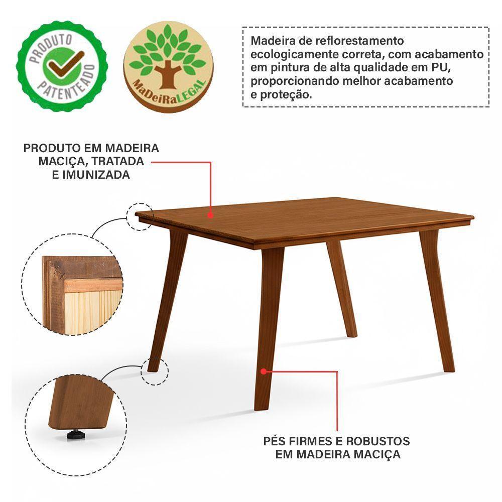 Mesa De Jantar Em Madeira Maciça Millena 120cm Robusta Castanho - 2