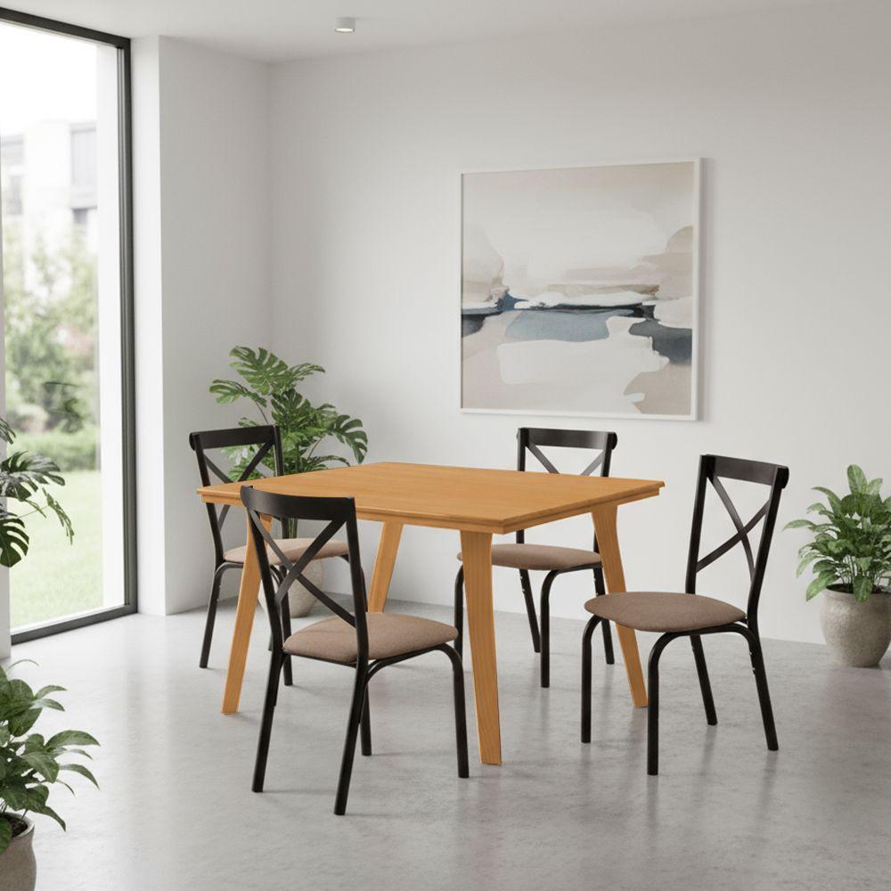 Mesa De Jantar Millena 120cm Em Madeira Maciça Estilo Contemporâneo Imbuia - 1