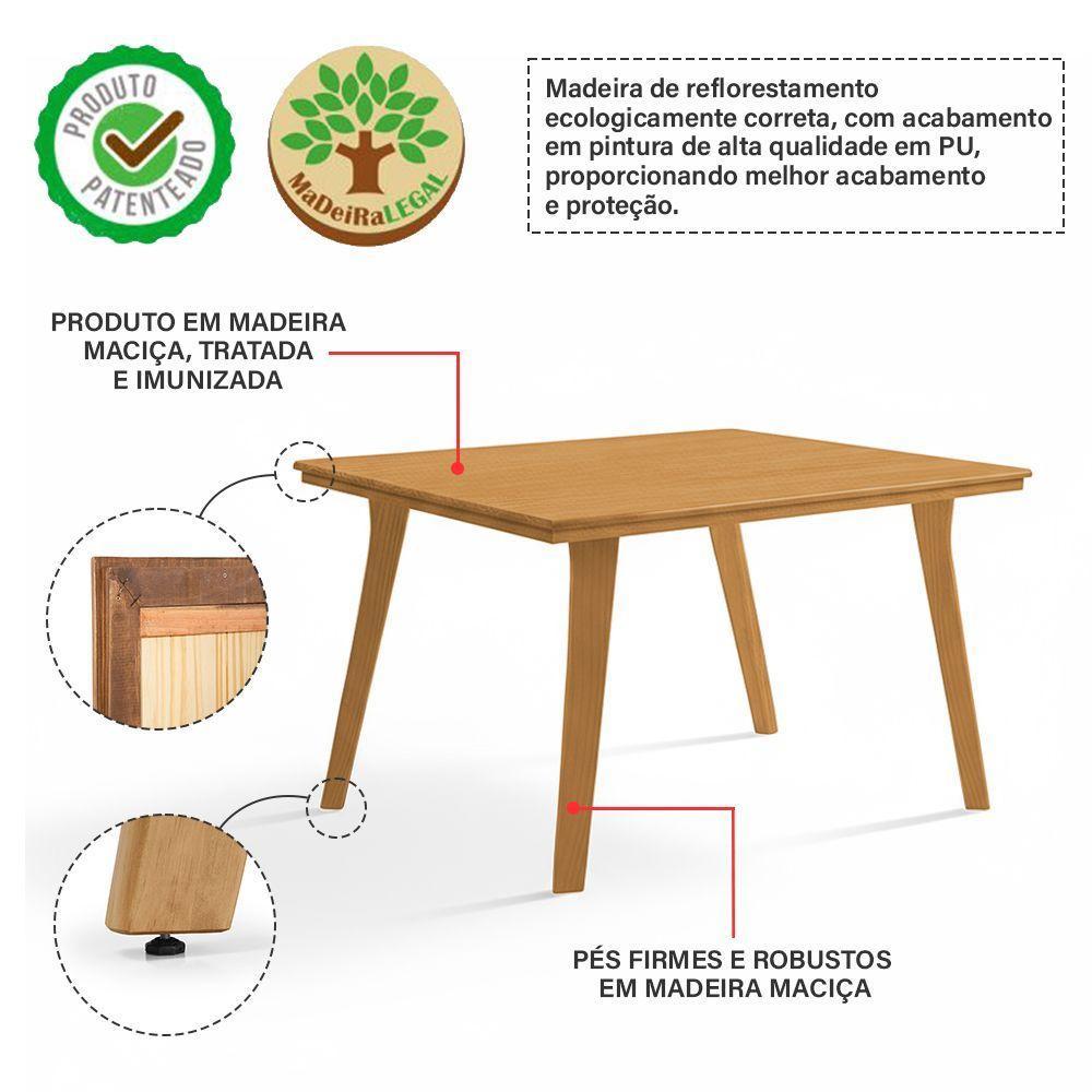 Mesa De Jantar Millena 120cm Em Madeira Maciça Estilo Contemporâneo Imbuia - 2