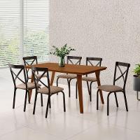 Mesa De Jantar Em Madeira Maciça Millena 160cm Robusta Castanho - 1