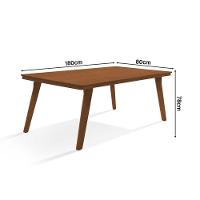 Mesa De Jantar Millena 180cm Em Madeira Maciça Estilo Contemporâneo Castanho - 3