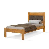 Cama De Solteiro Viena Cabeceira Captonê Veludo Marrom Madeira Imbuia - 2
