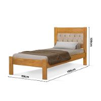 Cama De Solteiro Viena Cabeceira Captonê Veludo Bege Madeira Imbuia - 4