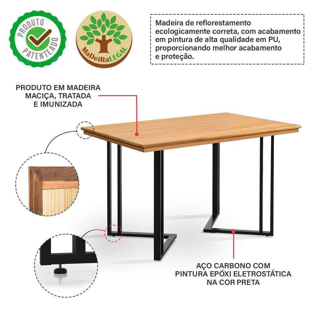 Mesa Michigan 120cm Estilo Contemporâneo Com Pés De Madeira Imbuia Base Preta - 2