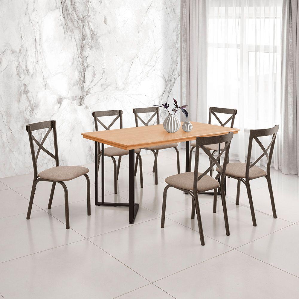 Mesa Michigan 160cm Estilo Contemporâneo Com Pés De Madeira Imbuia Base Preta - 1