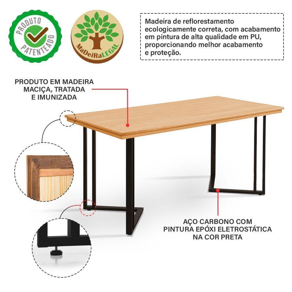 Mesa De Jantar Michigan 160cm Em Madeira Maciça Imbuia Base Preta - 2