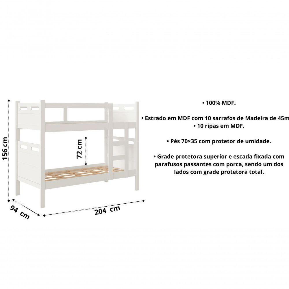 Beliche Seguro - Suporta 100kg/cama Com 2 Colchões D20 Branco - 4