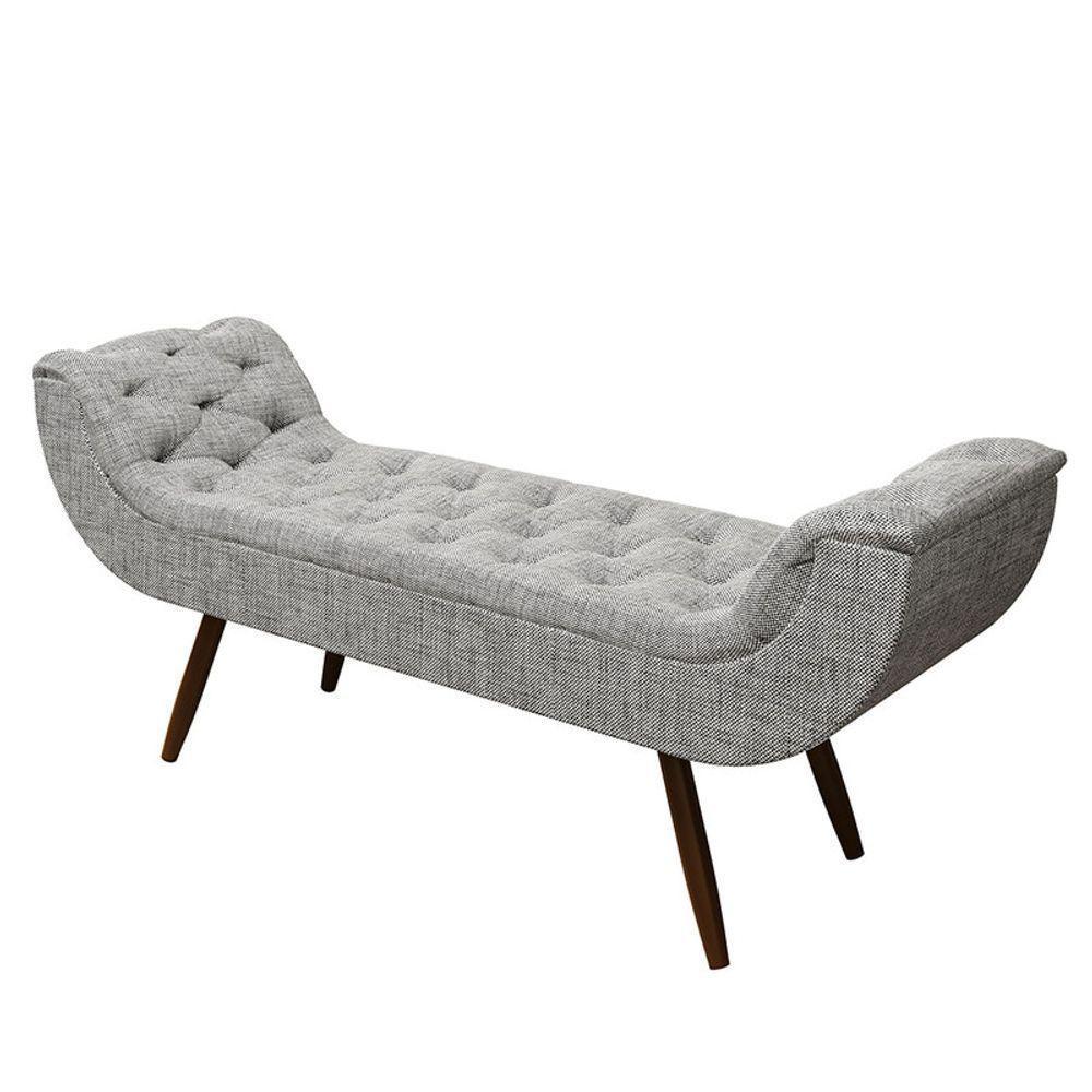 Recamier Puff Estofado King 195 Cm Drusa Linho Cinza - 3