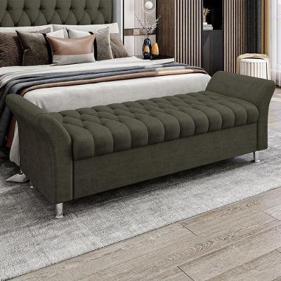 Recamier Puff Estofado King 195 Cm Ágata Veludo Marrom