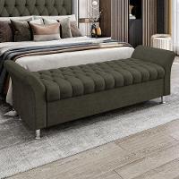 Recamier Puff Estofado King 195 Cm Ágata Veludo Marrom - 1