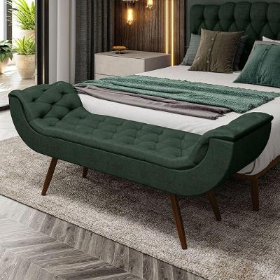 Recamier Puff Estofado Casal 140 Cm Drusa Veludo Verde