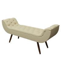 Recamier Puff Estofado King 195 Cm Drusa Linho Creme - 2