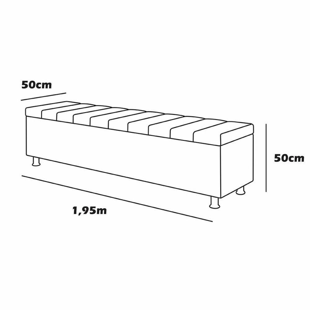 Calçadeira Baú Recamier Estofado King 195 Cm Ônix Veludo Preto - 3