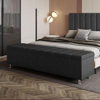 Calçadeira Baú Recamier Estofado King 195 Cm Ônix Veludo Preto - 1