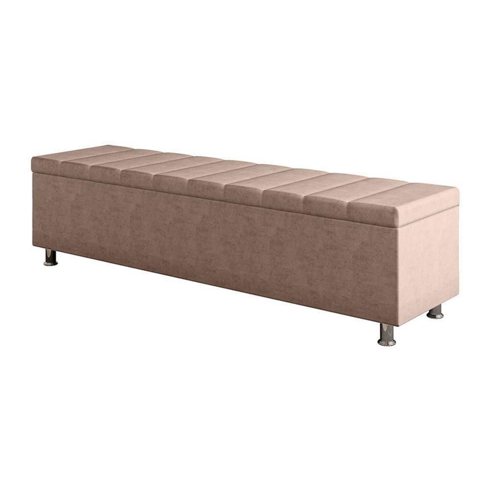 Calçadeira Baú Recamier Estofado King 195 Cm Ônix Veludo Rose - 2