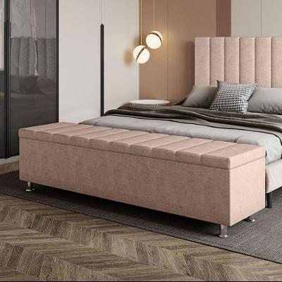 Calçadeira Baú Recamier Estofado King 195 Cm Ônix Veludo Rose