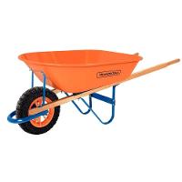 Carrinho De Mão Tramontina Caçamba Extrafunda Metálica Laranja 80 L Braço Madeira Pneu Maciço Tramontina - 1