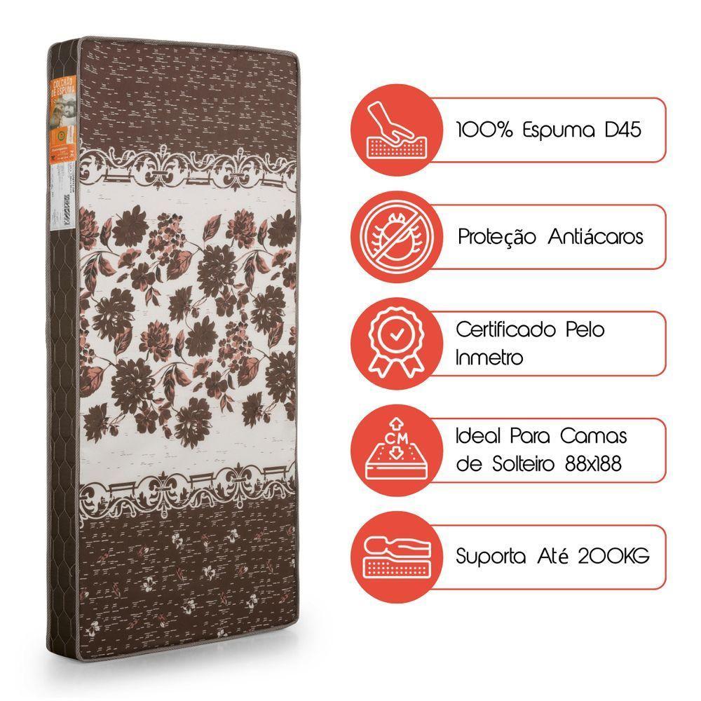 Colchão Solteiro Firme Espuma D45 Coretto Certificado Inmetro - 4