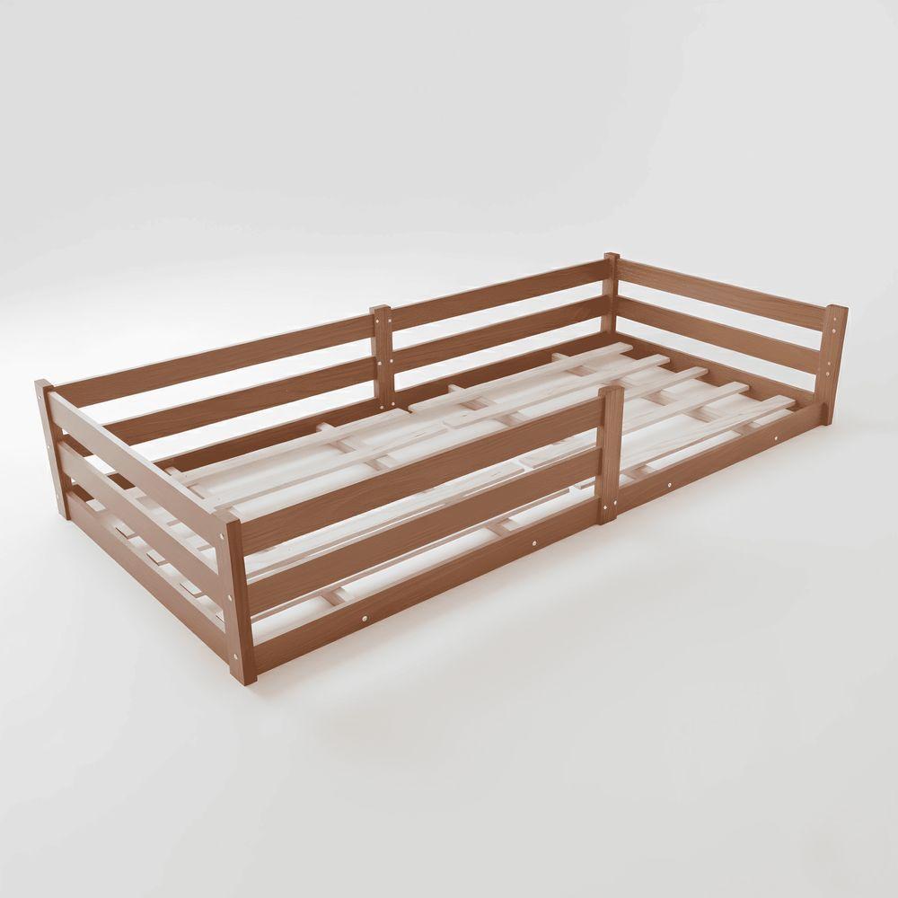 Cama Solteiro Infantil Montessoriana 100% Madeira Com Proteção Lateral Atraente - 3