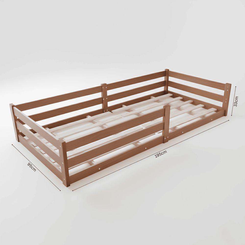 Cama Solteiro Infantil Montessoriana 100% Madeira Com Proteção Lateral Atraente - 4