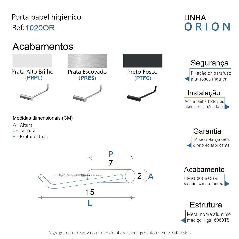 Porta Papel Higiênico Orion Alto Brilho Grego Metal - 4