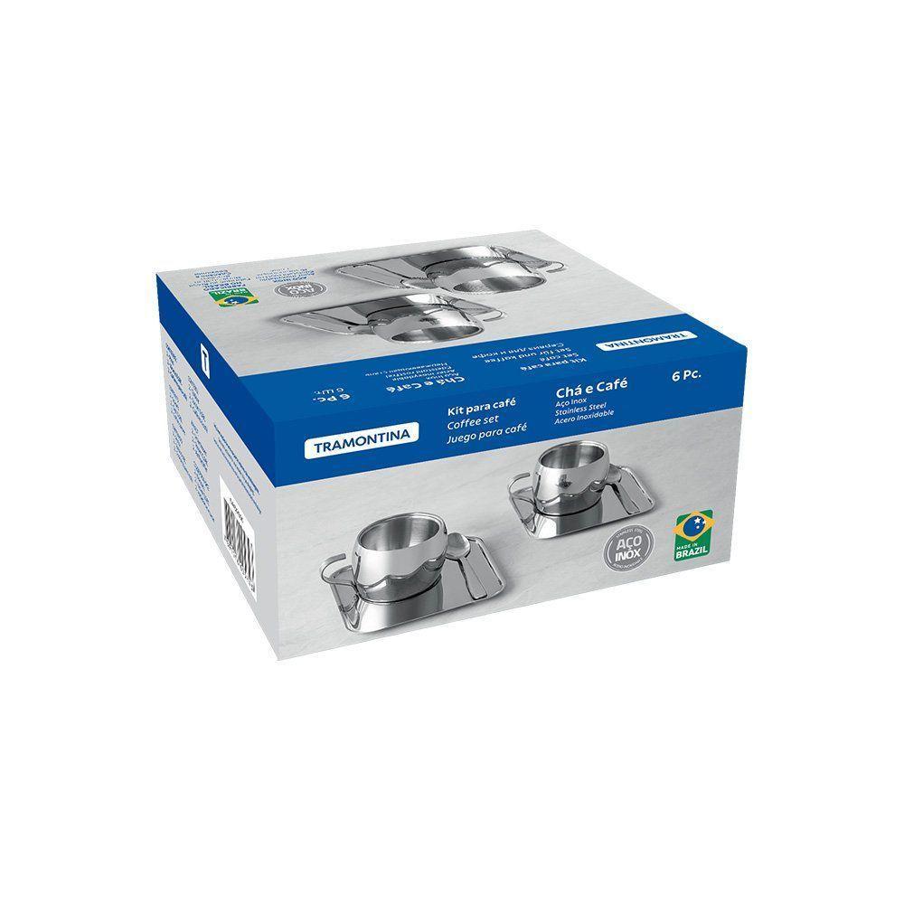 Kit Para Café Com Xícara, Pires Quadrado E Colher Tramontina 64430800 80ml Inox - 5