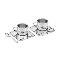 Kit Para Café Com Xícara, Pires Quadrado E Colher Tramontina 64430800 80ml Inox - 1