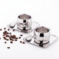 Kit Para Café Com Xícara, Pires Quadrado E Colher Tramontina 64430800 80ml Inox - 2