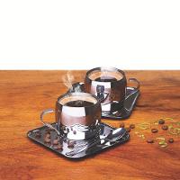 Kit Para Café Com Xícara, Pires Quadrado E Colher Tramontina 64430800 80ml Inox - 3