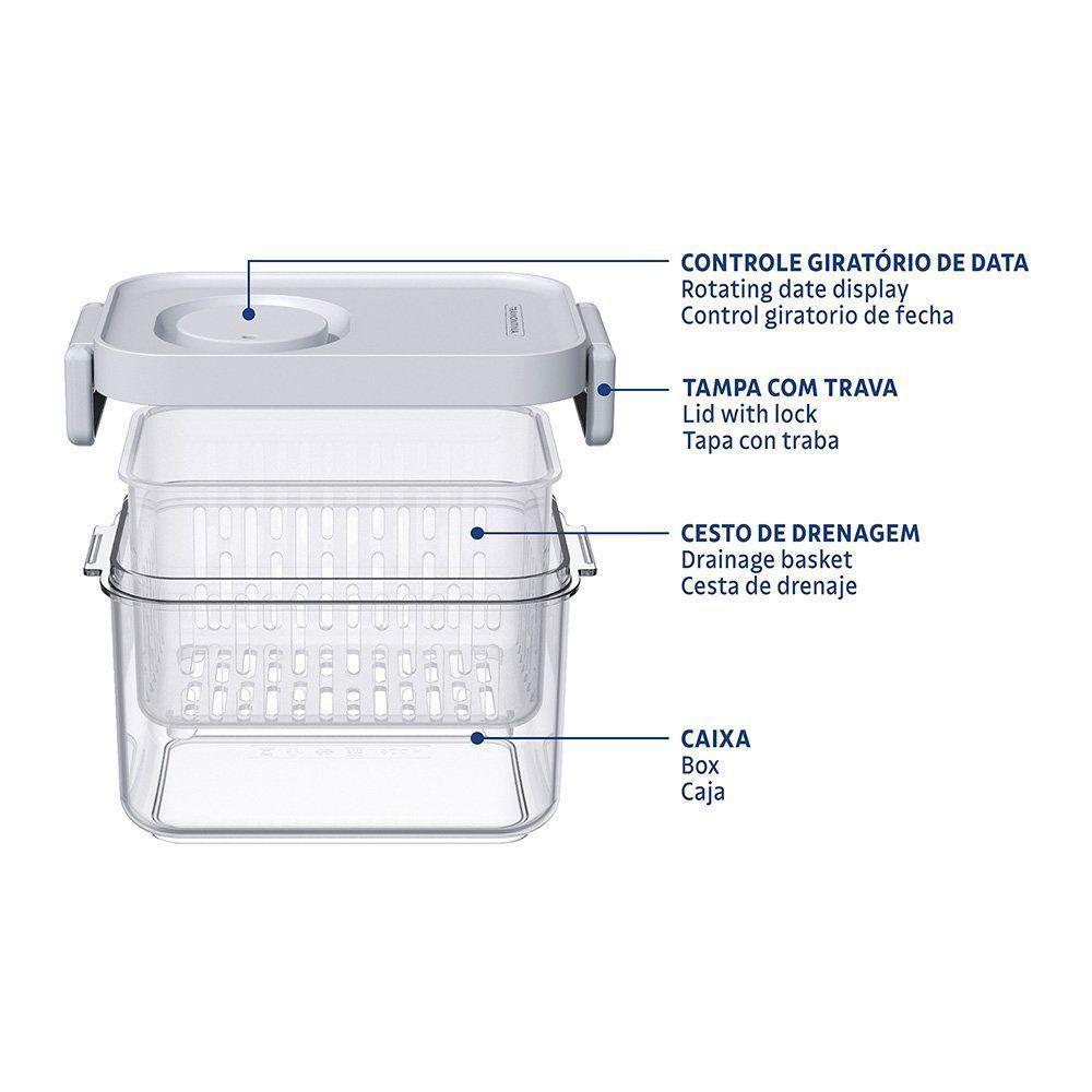 Pote Organizador De Geladeira Tramontina Organizzare 61820090 Com Tampa 900ml Transparente - 5