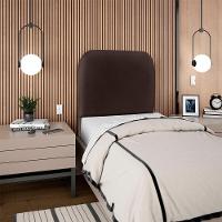 Cabeceira Solteiro 90 Cm Com Frame Alana Corino Marrom Artte Marrom - 8