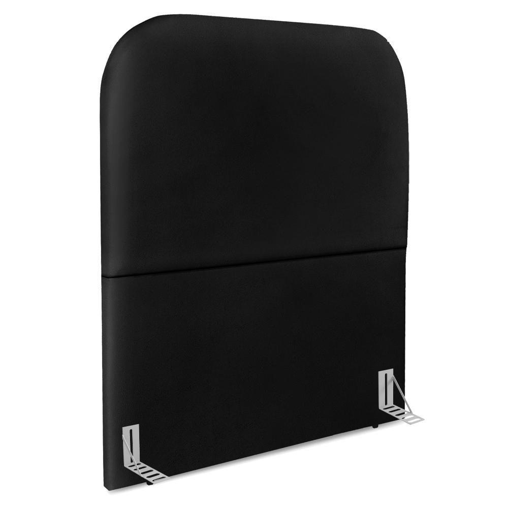 Cabeceira Solteiro 90 Cm Com Frame Alana Corino Preto Artte Preto - 1