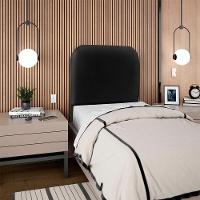 Cabeceira Solteiro 90 Cm Com Frame Alana Corino Preto Artte Preto - 8