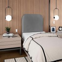 Cabeceira Solteiro 90 Cm Com Frame Alana Corino Cinza Artte Cinza - 8