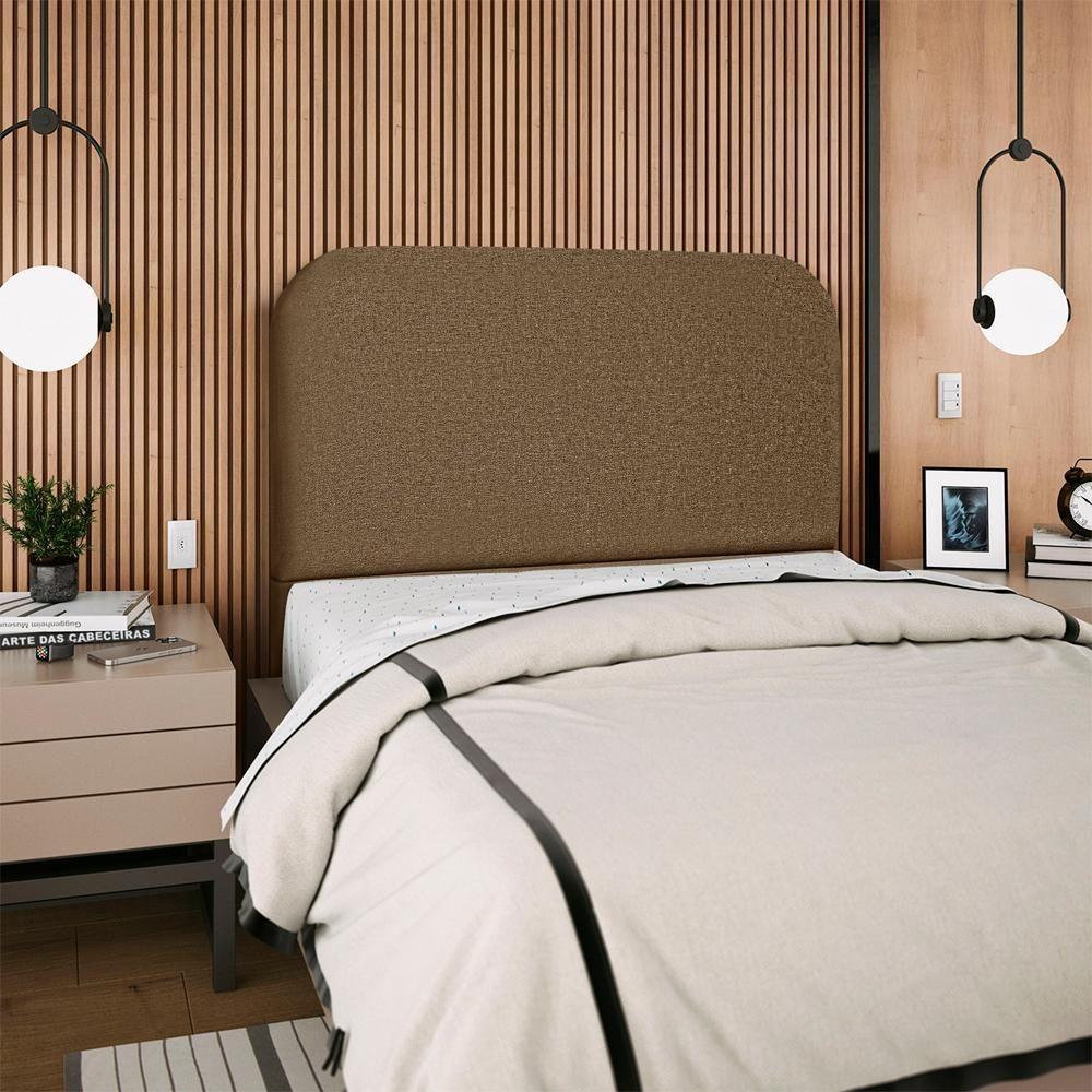 Cabeceira Queen 160 Cm Com Frame Alana Linho Marrom Artte Marrom - 9