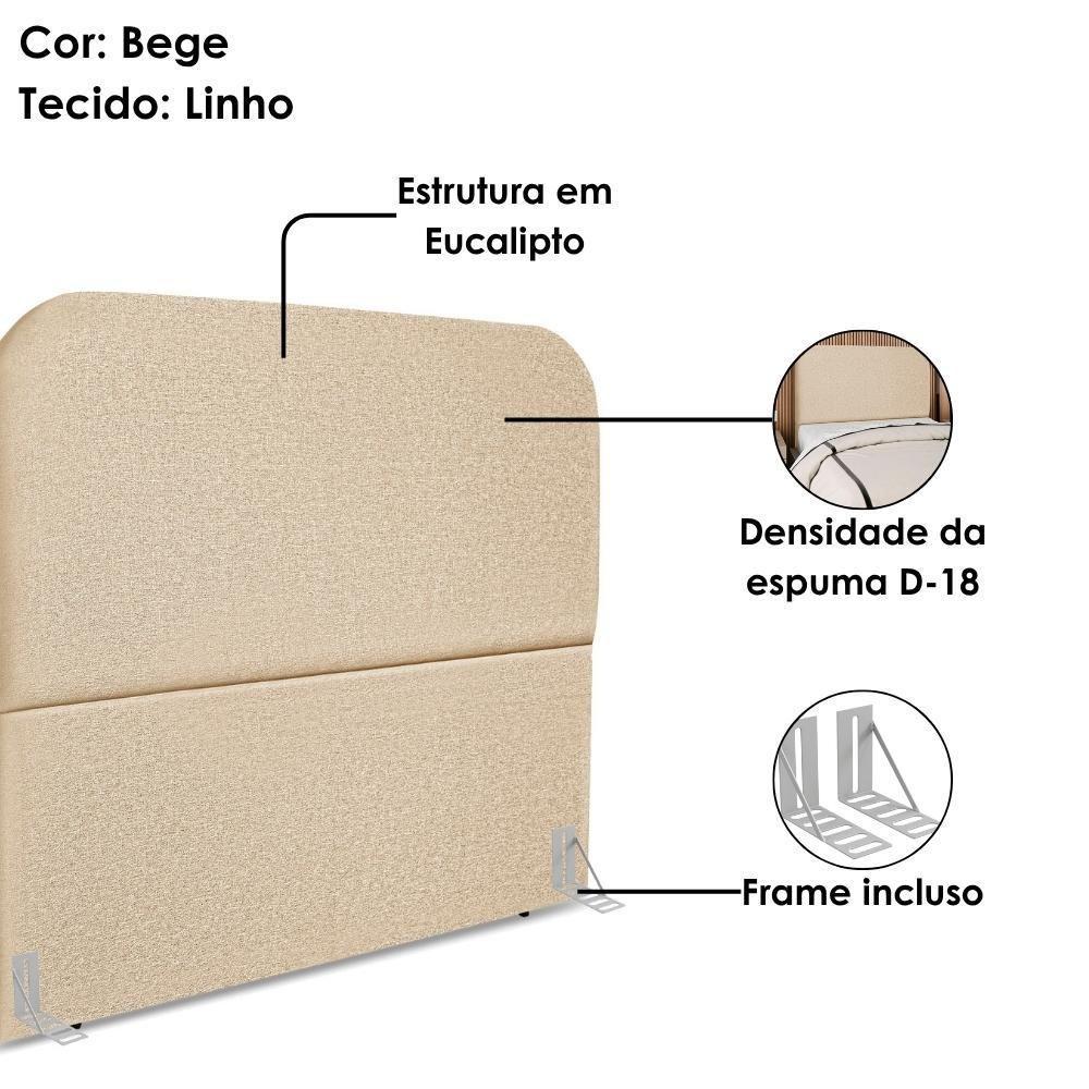 Cabeceira Queen 160 Cm Com Frame Alana Linho Bege Artte Bege - 5