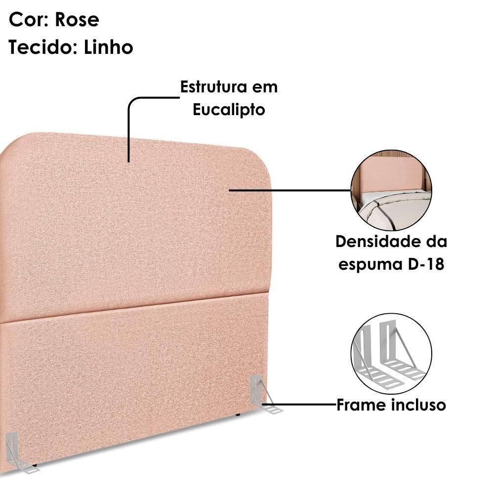 Cabeceira Queen 160 Cm Com Frame Alana Linho Rose Artte Rose - 3