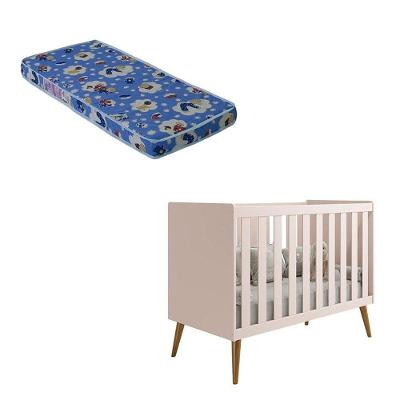 Berço Americano Isis Rosa Acetinado Com Colchão Ortobom - Reller