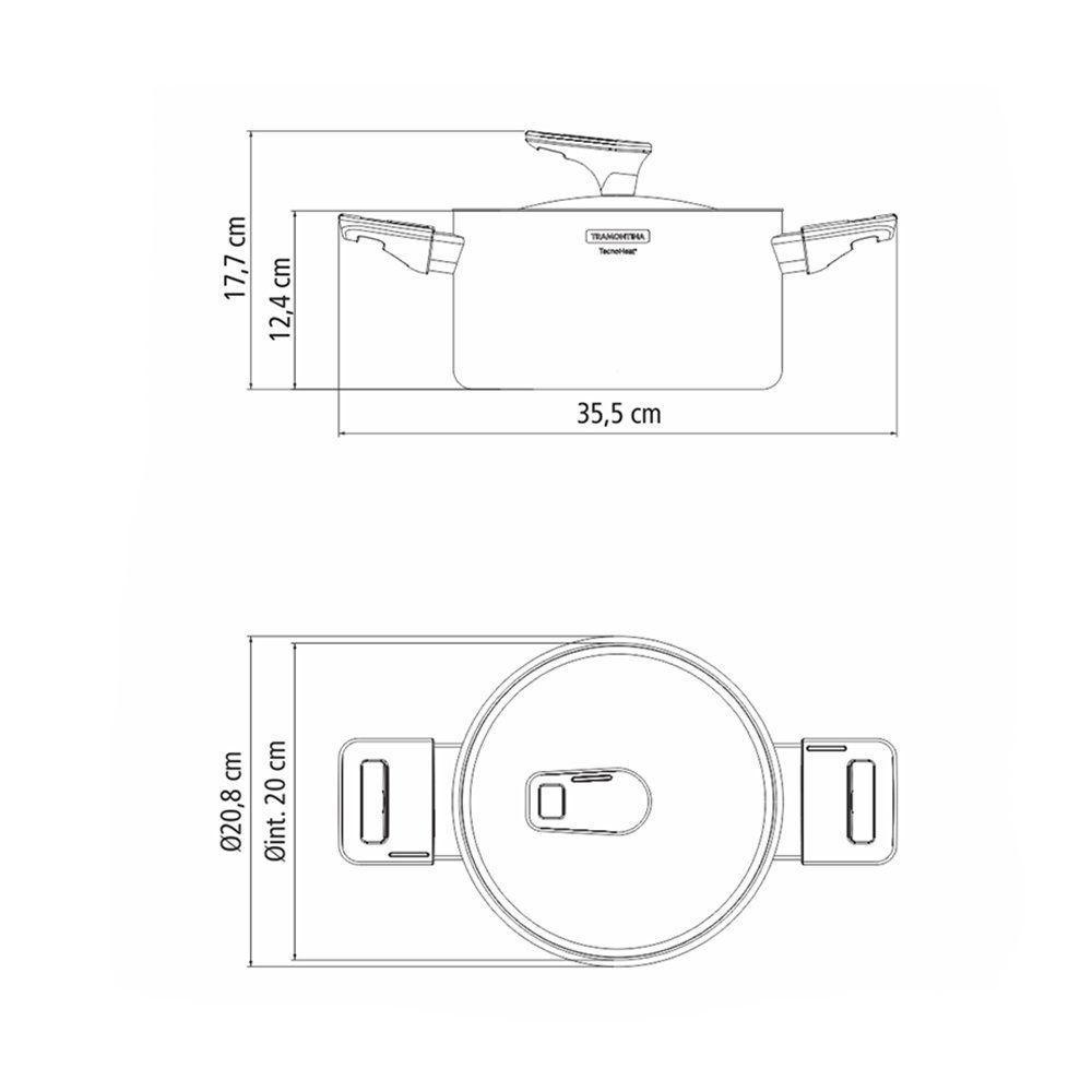 Caçarola Funda Corpo Triplo Tramontina Grano Baquelite 62164200 Inox - 9