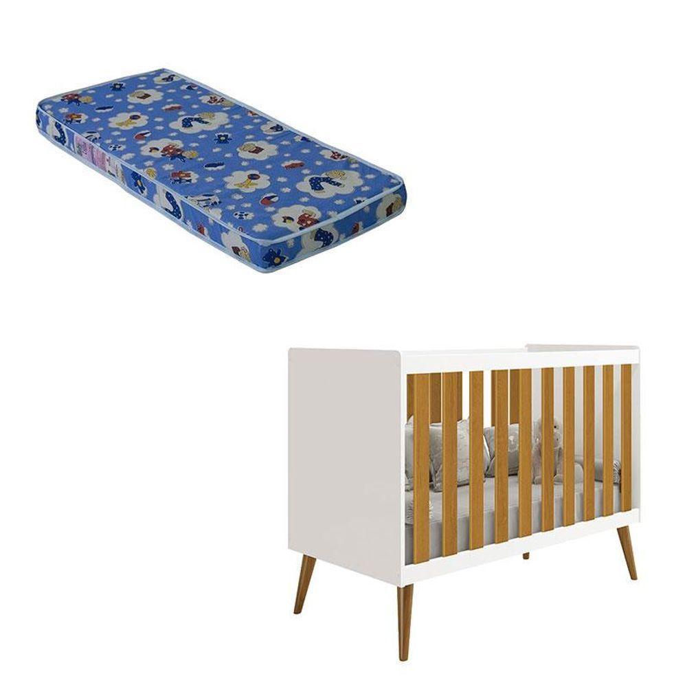 Berço Americano Isis Branco Acetinado Savana Com Colchão Ortobom - Reller - 1