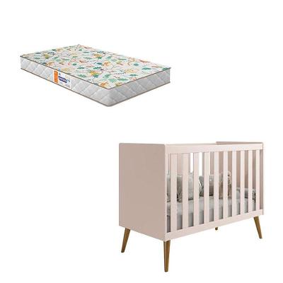 Berço Americano Isis Rosa Acetinado Com Colchão Gazin - Reller