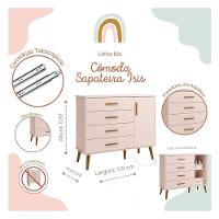 Berço Americano E Cômoda Infantil Com Porta Isis Rosa Acetinado - Reller - 6