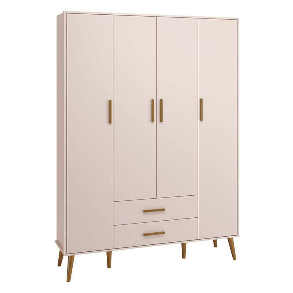 Quarto De Bebê Isis 4 Portas Rosa Acetinado Com Colchão Ortobom - Reller - 2