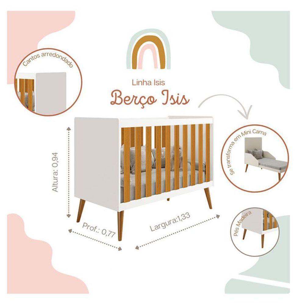 Quarto De Bebê Isis 3 Portas Com Gaveteiro Branco Acetinado Savana - Reller - 6