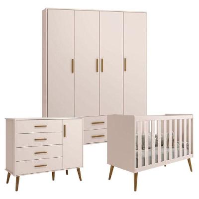 Quarto De Bebê Isis 4 Portas Rosa Acetinado - Reller